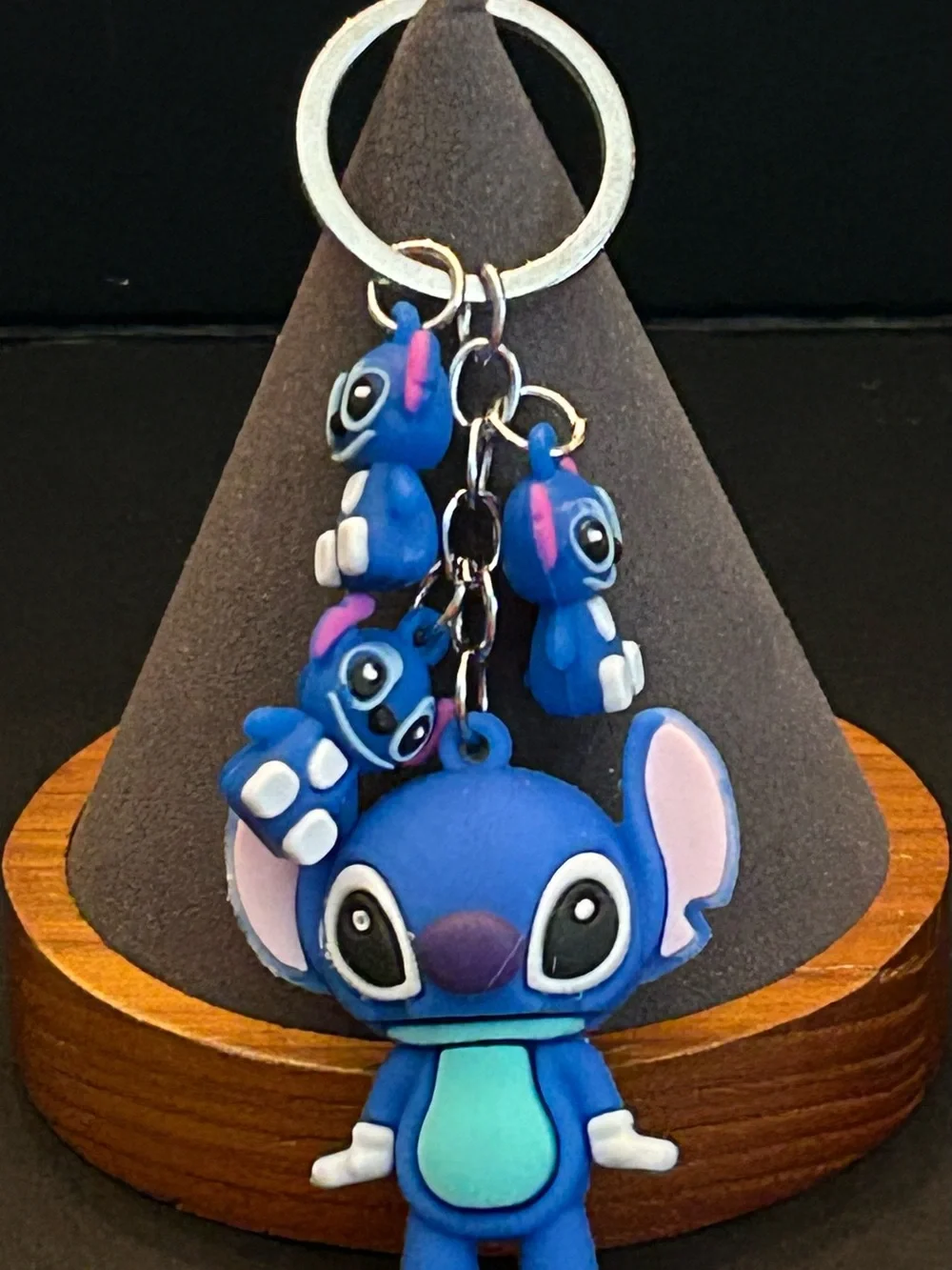 Blue Stitch 4 Characters Backpack Bag Charm Keychain with Mini Charms Brand New